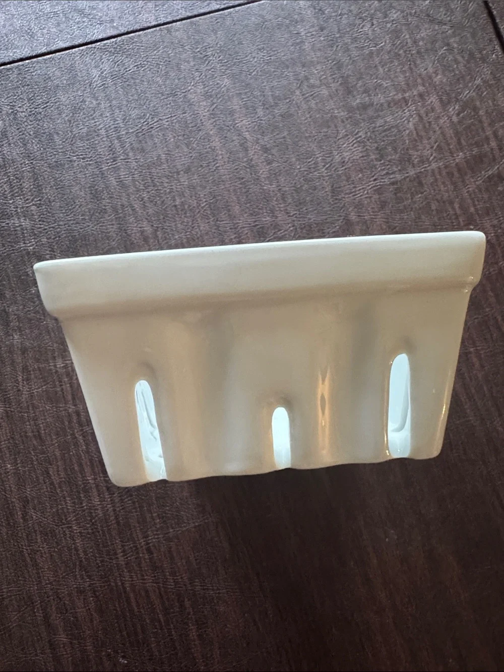 Crate & Barrel White Ceramic Berry Box Colander Basket